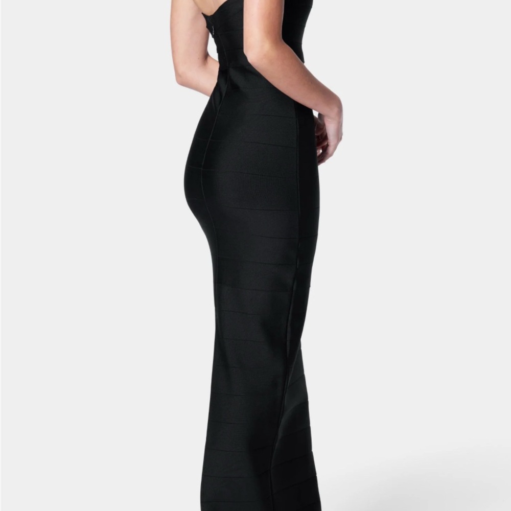 NWT Bebe Women's Black Strapless Tube Lace Maxi Dress, size Small - Picture 3 of 12